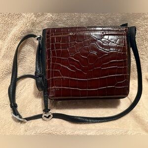 EUC Brighton Crocodile Embossed Leather Crossbody Bag